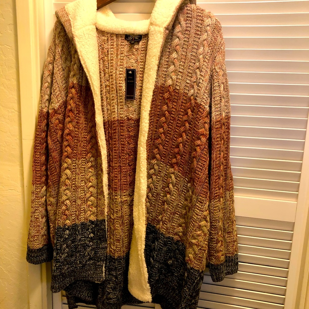 Lety & Me Helsa Sherpa Trim Cardigan. NWT.